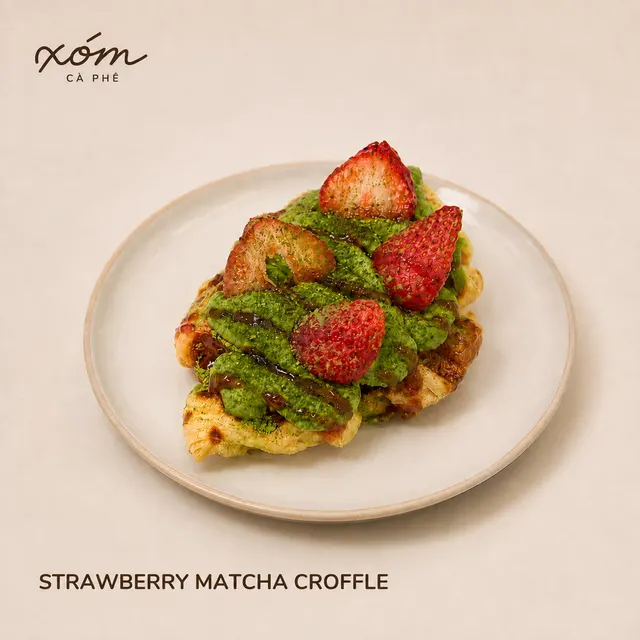 Strawberry Matcha Croffle